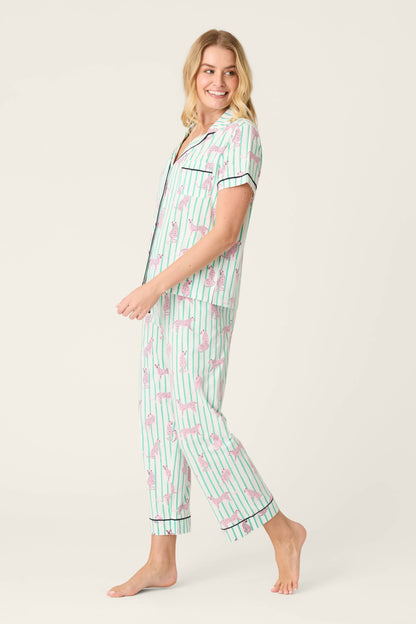 Whimsy Cool Cat Cropped PJ Set - MINT