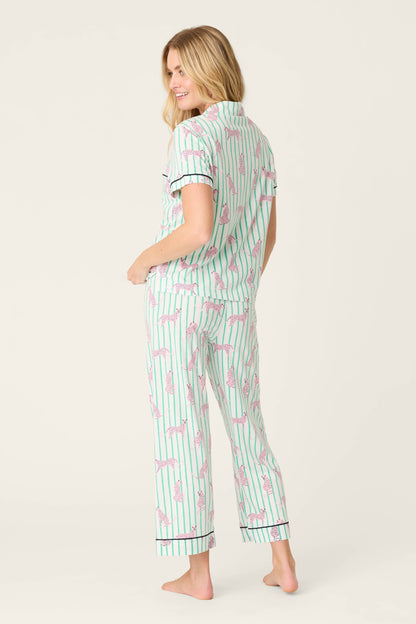 Whimsy Cool Cat Cropped PJ Set - MINT