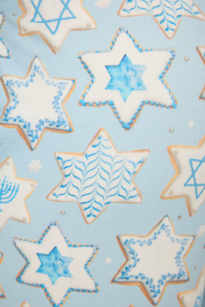 You Had Me At Shalom Cookie Print Banded Pants - LIGHT SKY