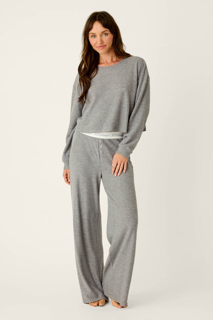 Boyfriend Boxer Dark Grey Sparkle Long Sleeve PJ Set - DARK H GREY
