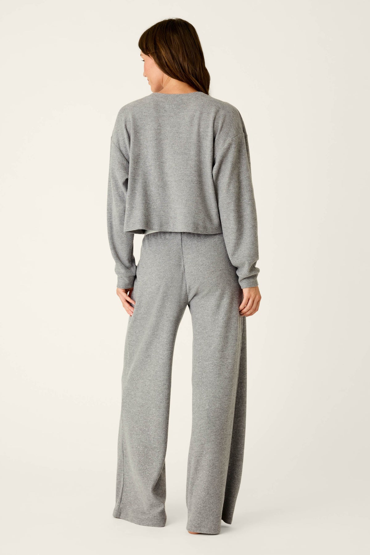 Boyfriend Boxer Dark Grey Sparkle Long Sleeve PJ Set - DARK H GREY