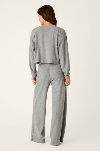 Boyfriend Boxer Dark Grey Sparkle Long Sleeve PJ Set - DARK H GREY