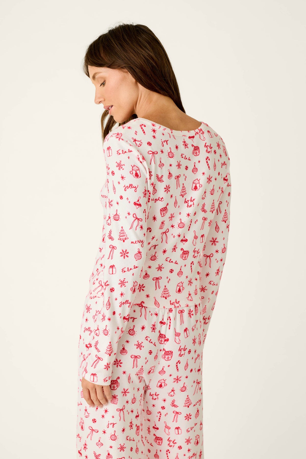Femme de Noel Holiday Print Long Sleeve Top - IVORY