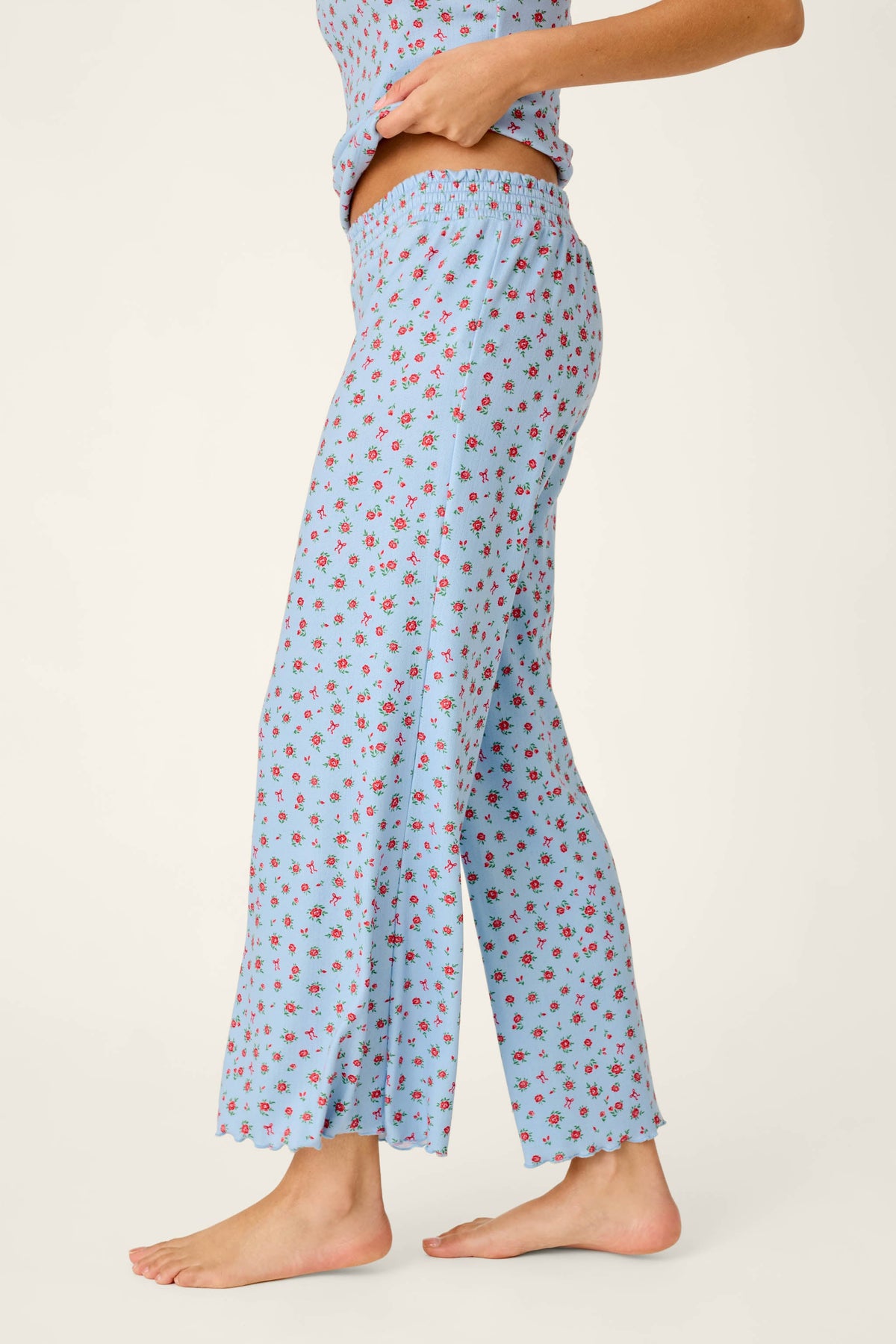 Festive Florals Blue Floral Print Pajama Pants - SKYRIDE