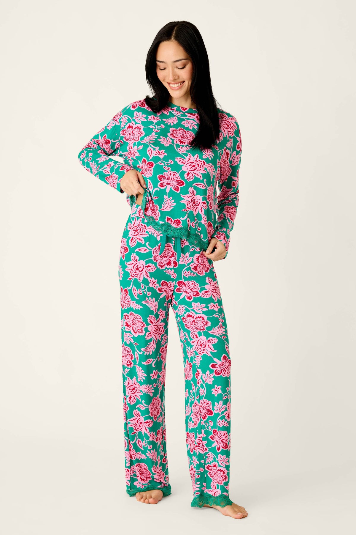 Frosted Floral Dreams Long Sleeve Top - IVY