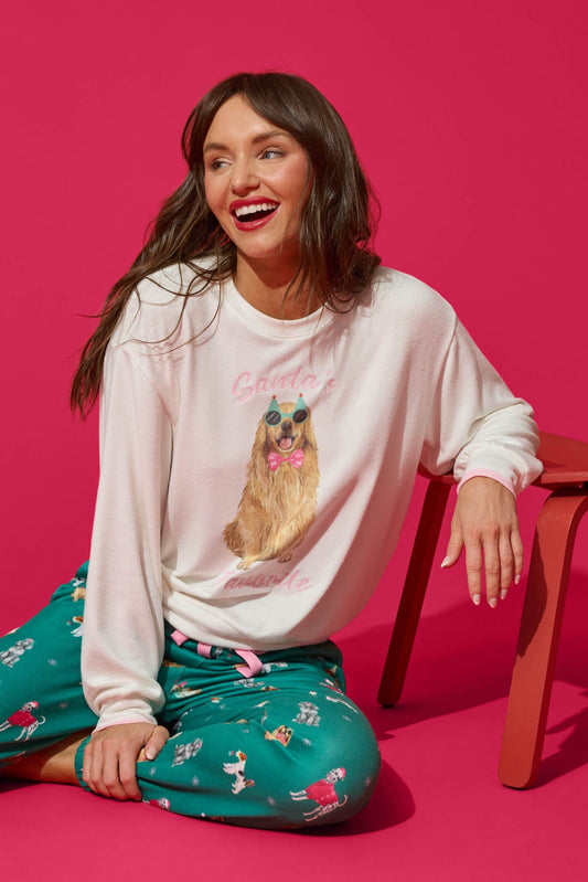 Happy Pawlidays Santa’s Favorite Long Sleeve Top - IVORY