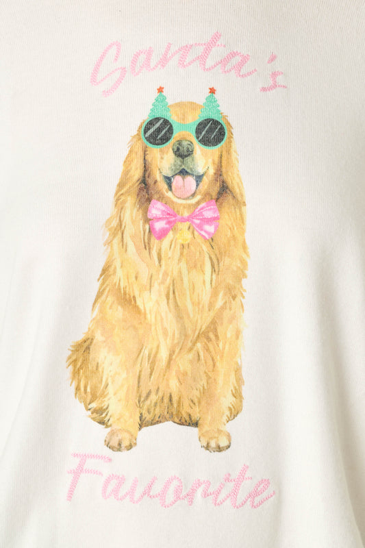 Happy Pawlidays Santa’s Favorite Long Sleeve Top - IVORY