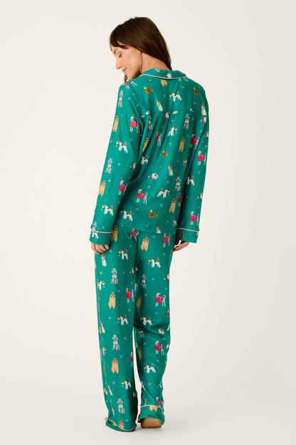 Happy Pawlidays Merry Mutts Dog Print Long Sleeve PJ Set - GREENLAKE
