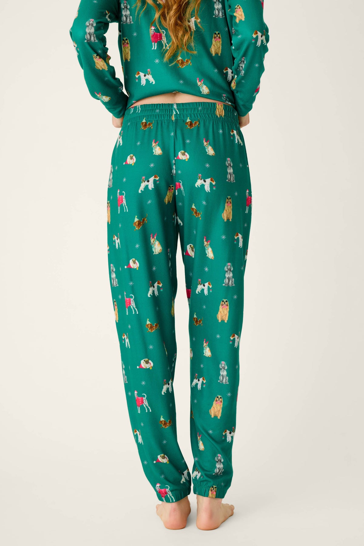 Happy Pawlidays Merry Mutts Dog Print Jogger Pants - GREENLAKE