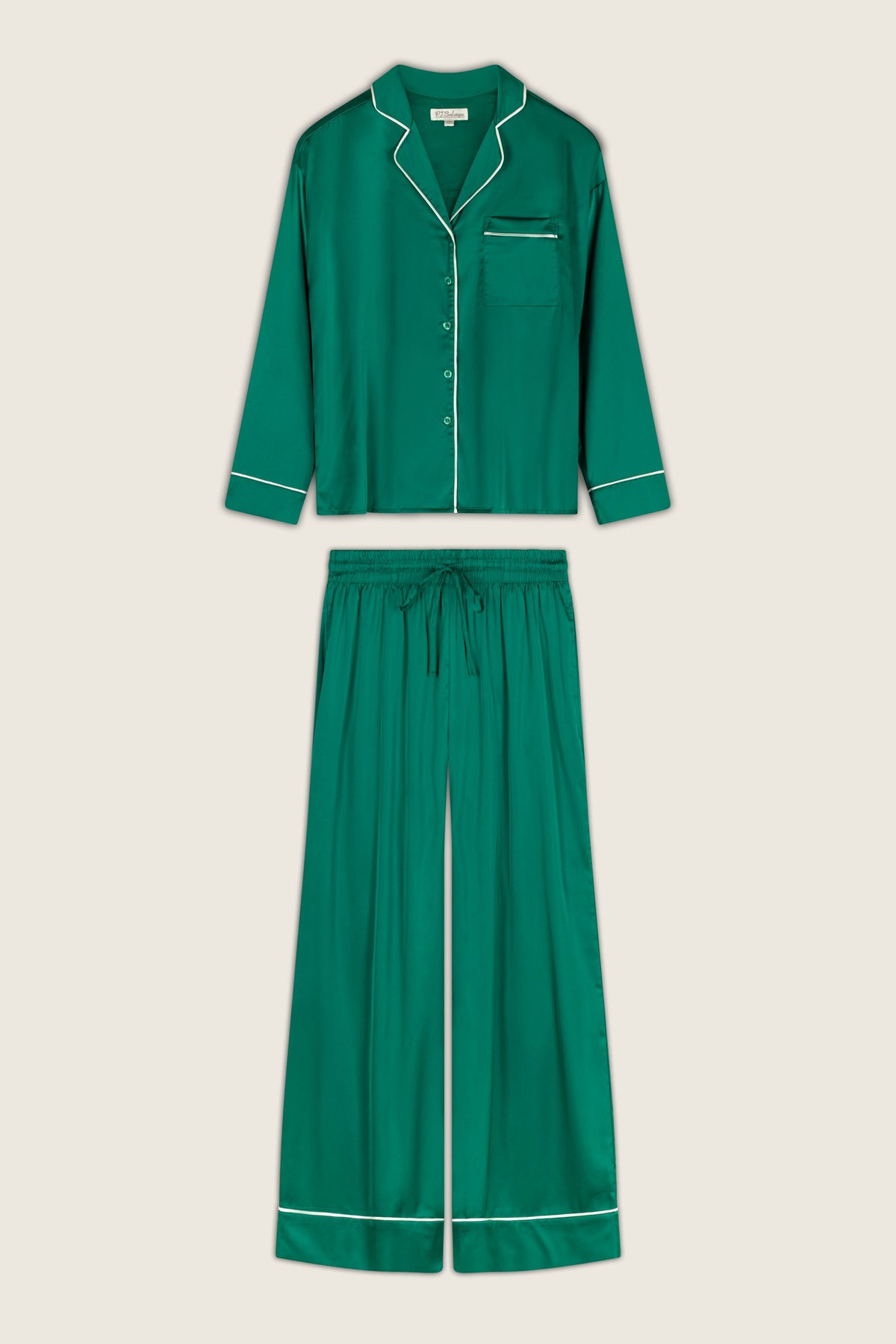 Moonlight Muse Green Satin Long Sleeve PJ Set - IVY