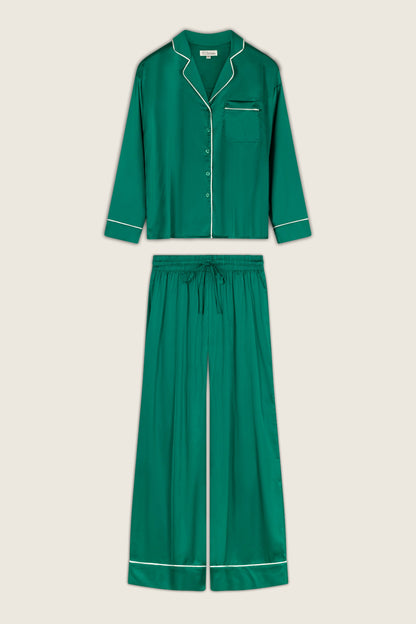 Moonlight Muse Green Satin Long Sleeve PJ Set - IVY