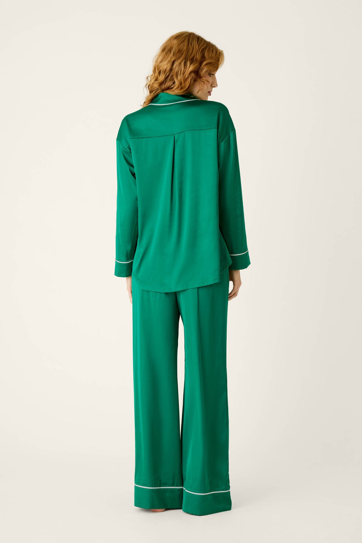 Moonlight Muse Green Satin Long Sleeve PJ Set - IVY