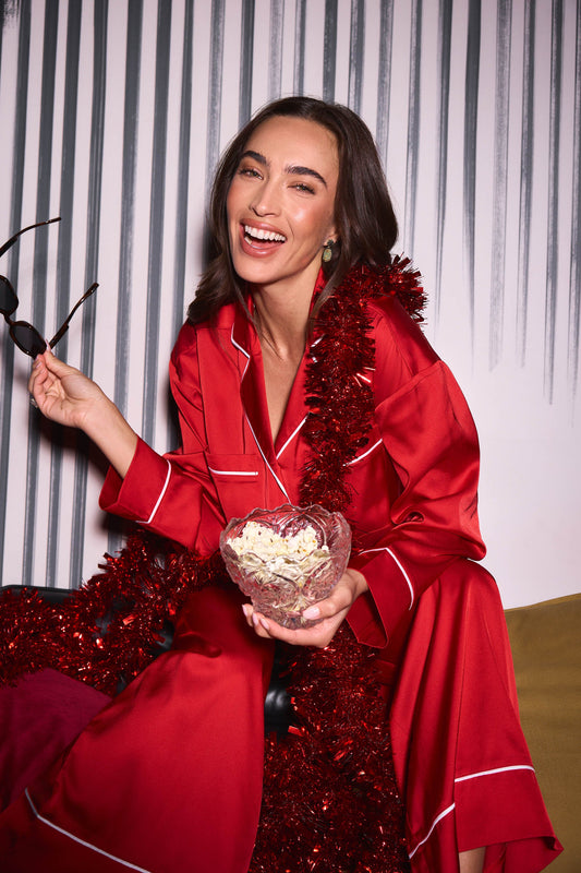 Moonlight Muse Red Satin Long Sleeve PJ Set - LIPSTICK