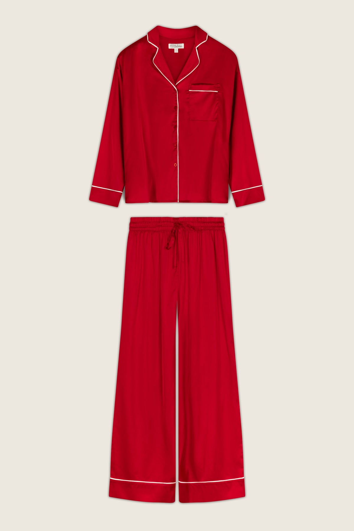 Moonlight Muse Red Satin Long Sleeve PJ Set - LIPSTICK