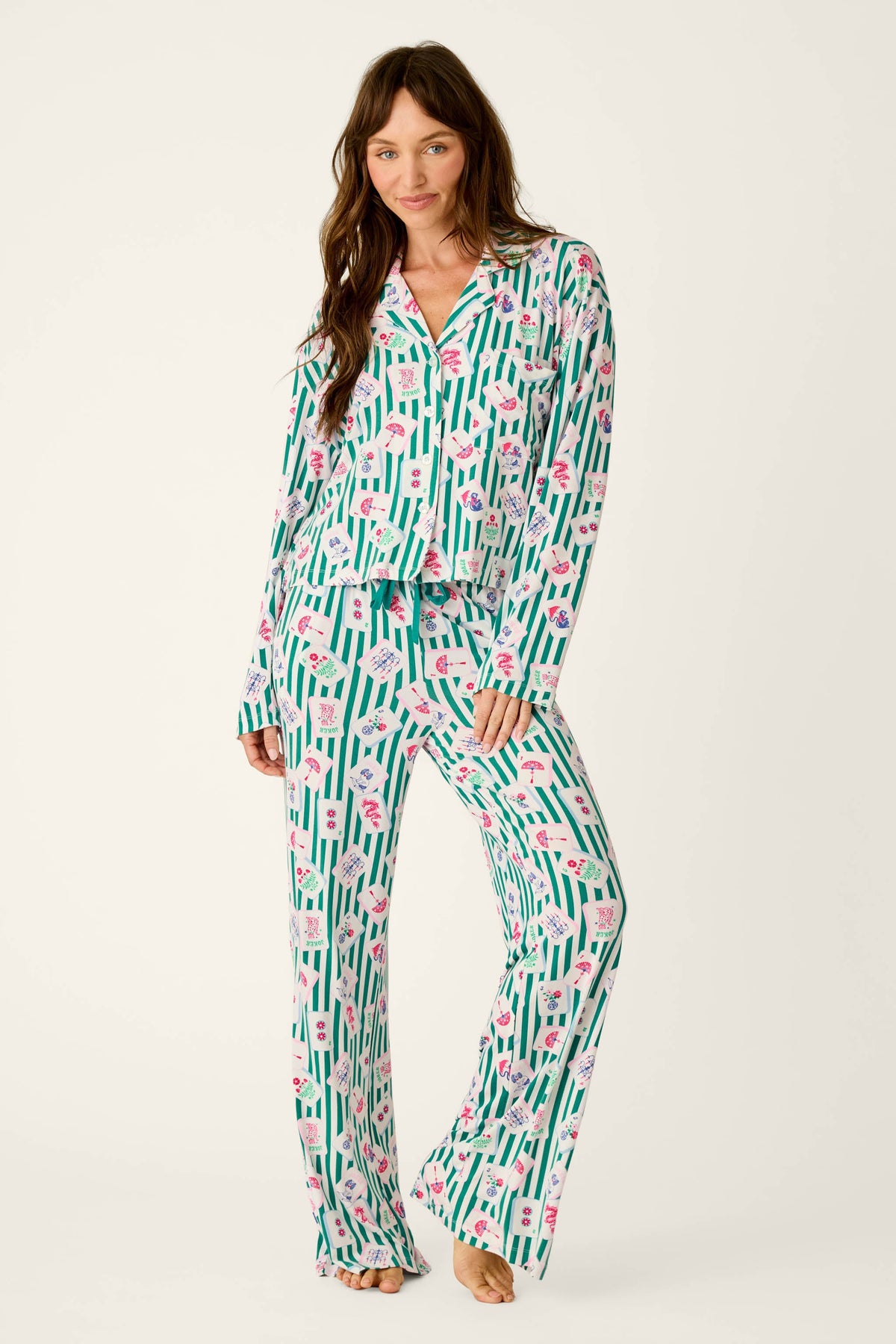Mahjong Queen Dreams Mahjong Print Long PJ Set - GREENLAKE