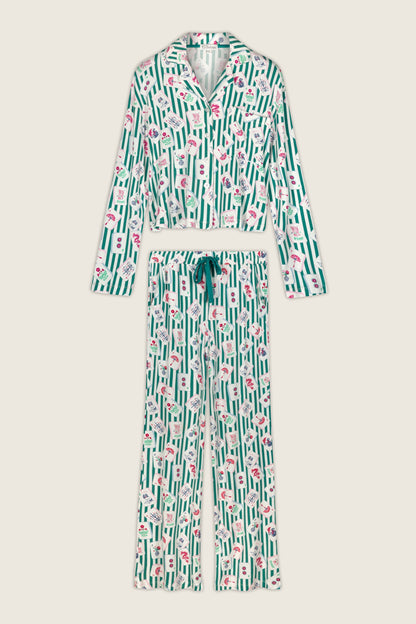 Mahjong Queen Dreams Mahjong Print Long PJ Set - GREENLAKE