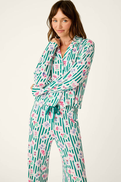 Mahjong Queen Dreams Mahjong Print Long PJ Set - GREENLAKE