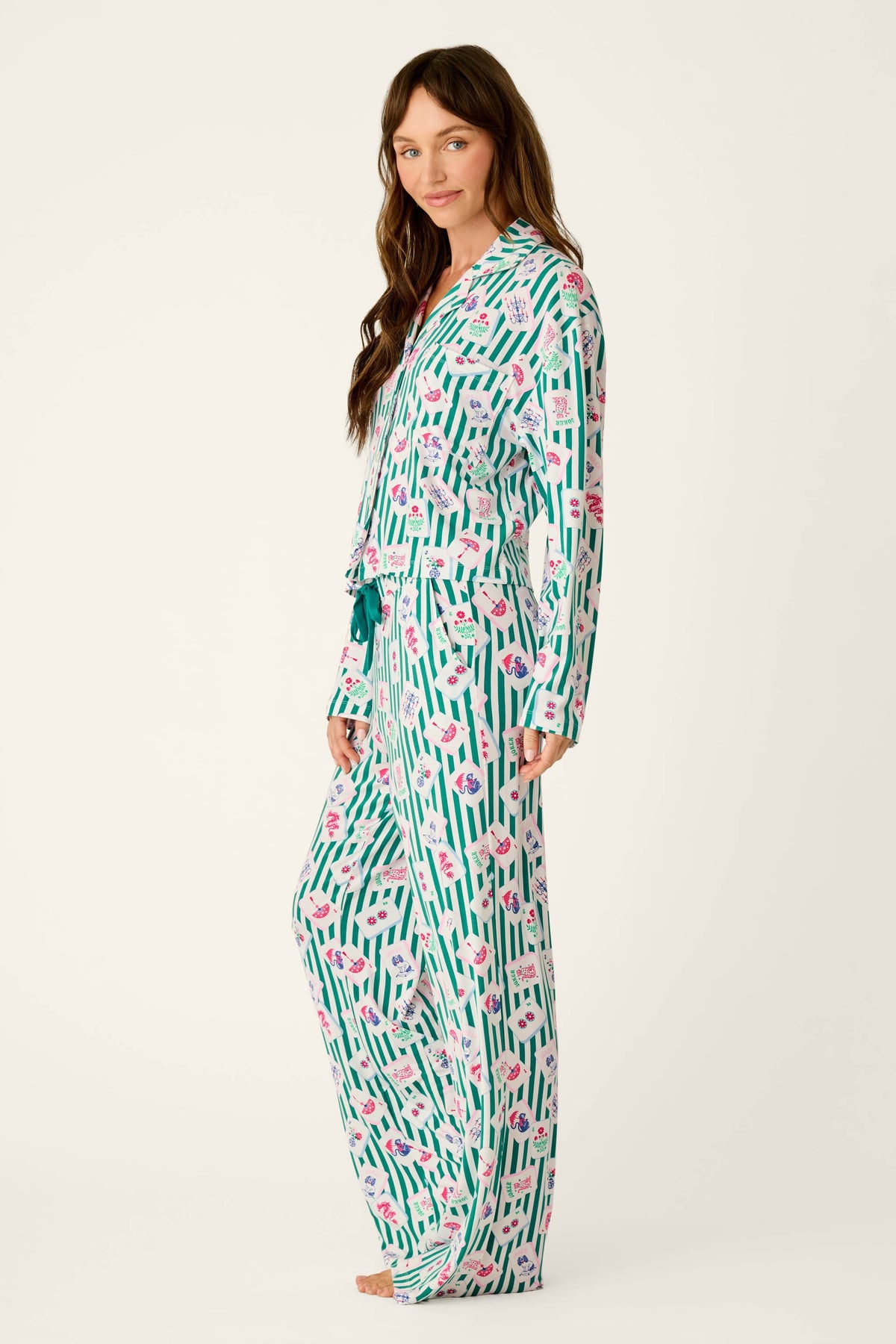 Mahjong Queen Dreams Mahjong Print Long PJ Set - GREENLAKE