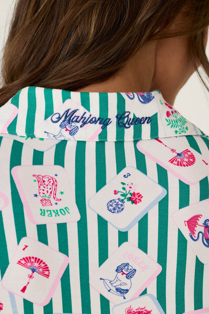 Mahjong Queen Dreams Mahjong Print Long PJ Set - GREENLAKE