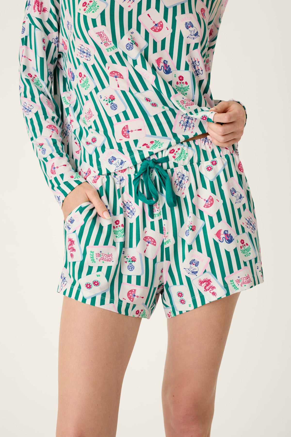 Mahjong Queen Dreams Pajama Shorts - GREENLAKE