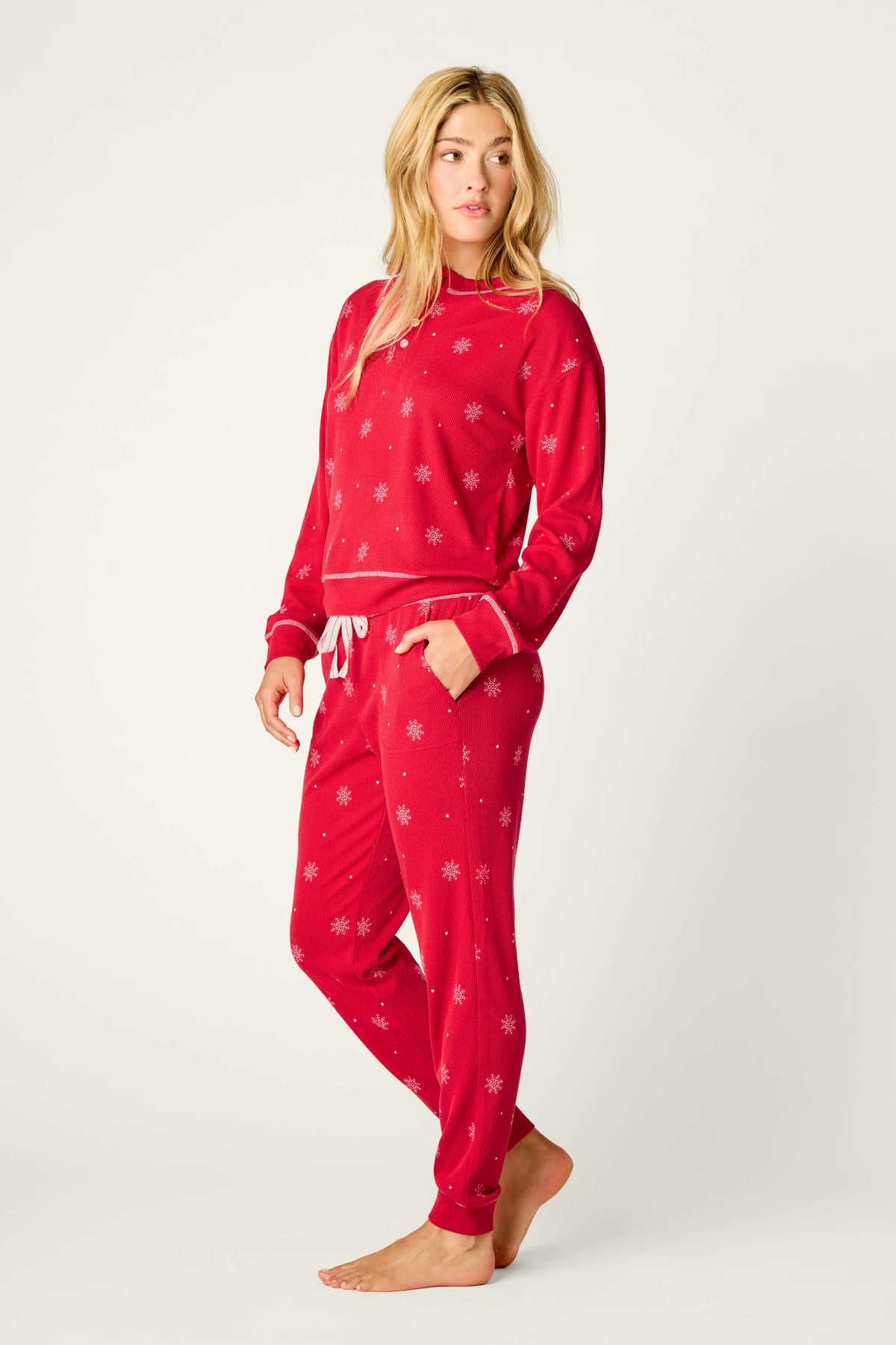Snowflakes Print 3-Piece PJ Gift Set - LIPSTICK