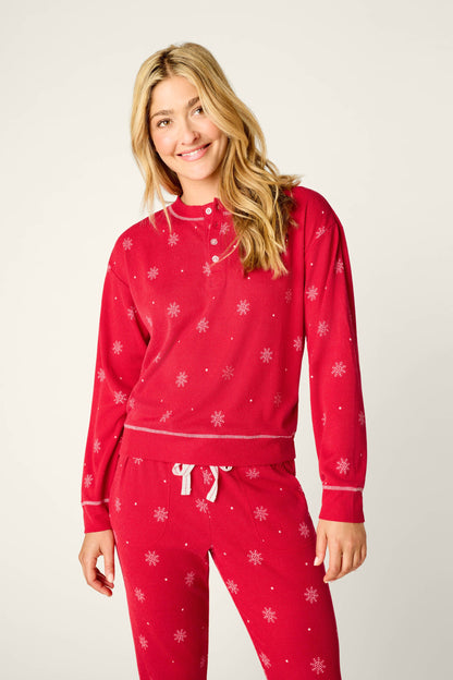 Snowflakes Print 3-Piece PJ Gift Set - LIPSTICK