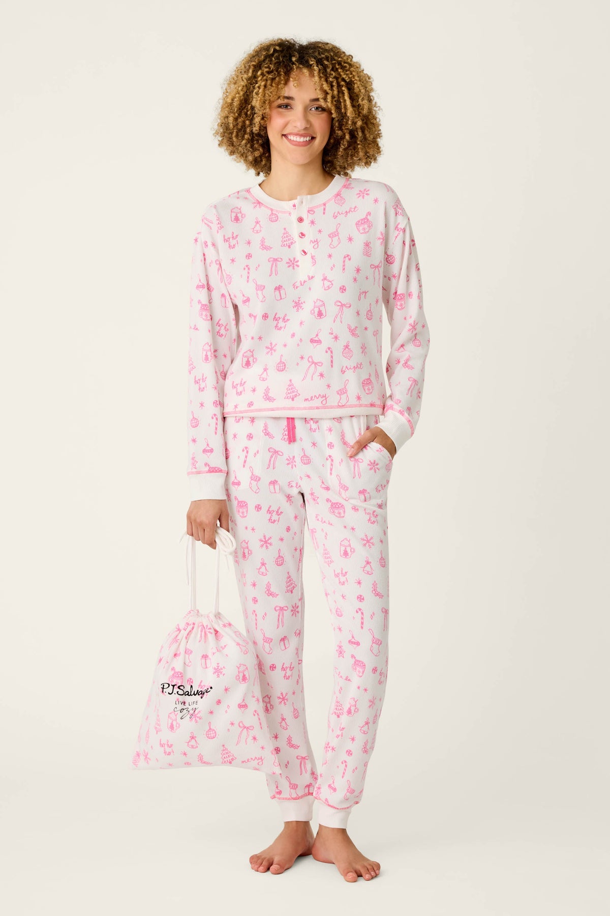 Holiday Print 3-Piece PJ Gift Set - WINTER ROSE