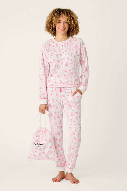 Holiday Print 3-Piece PJ Gift Set - WINTER ROSE