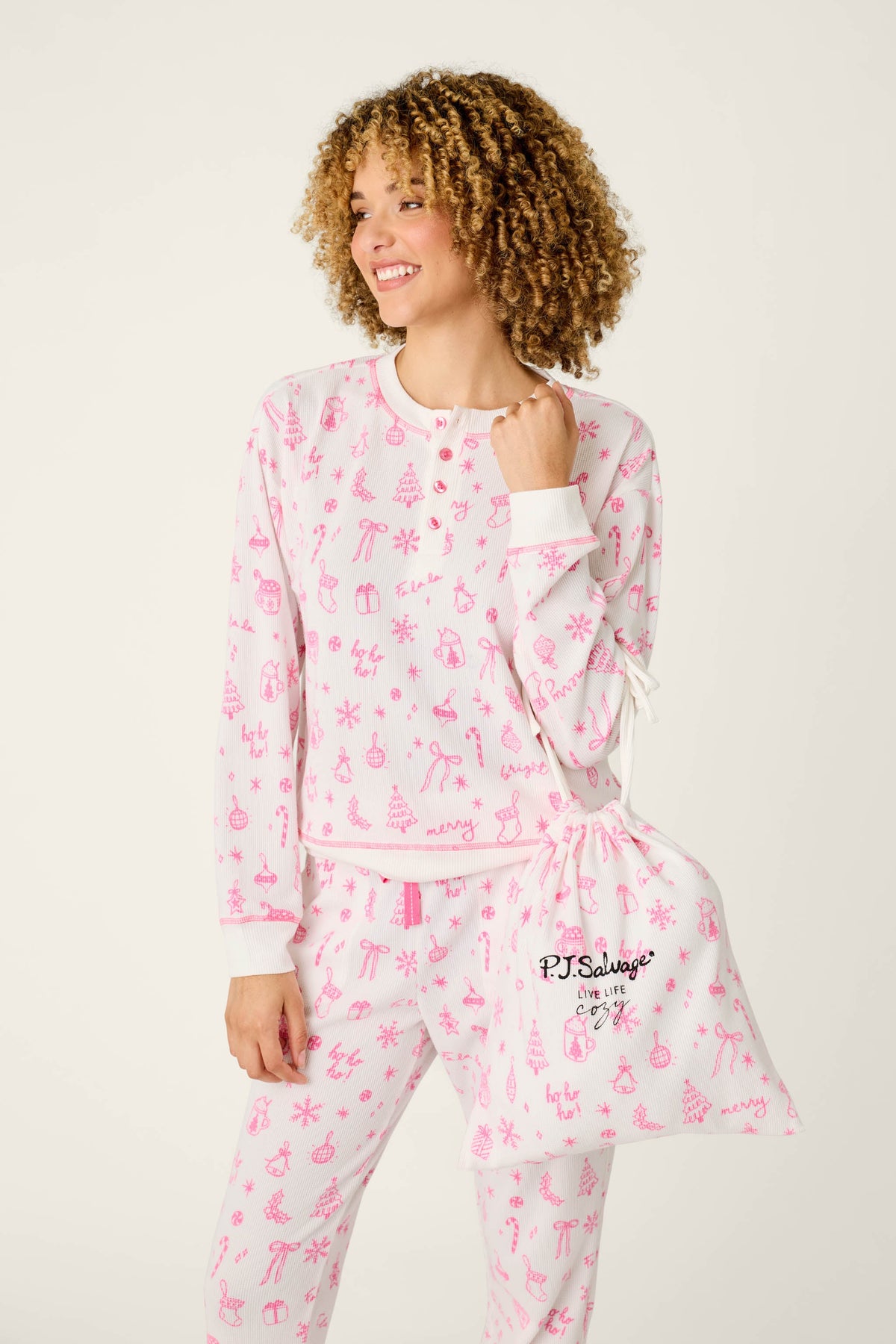 Holiday Print 3-Piece PJ Gift Set - WINTER ROSE