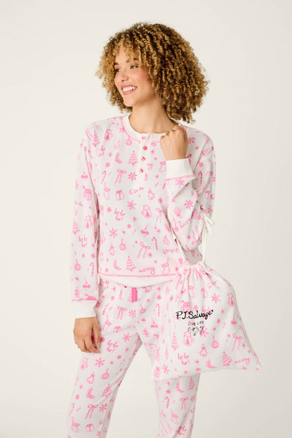 Holiday Print 3-Piece PJ Gift Set - WINTER ROSE