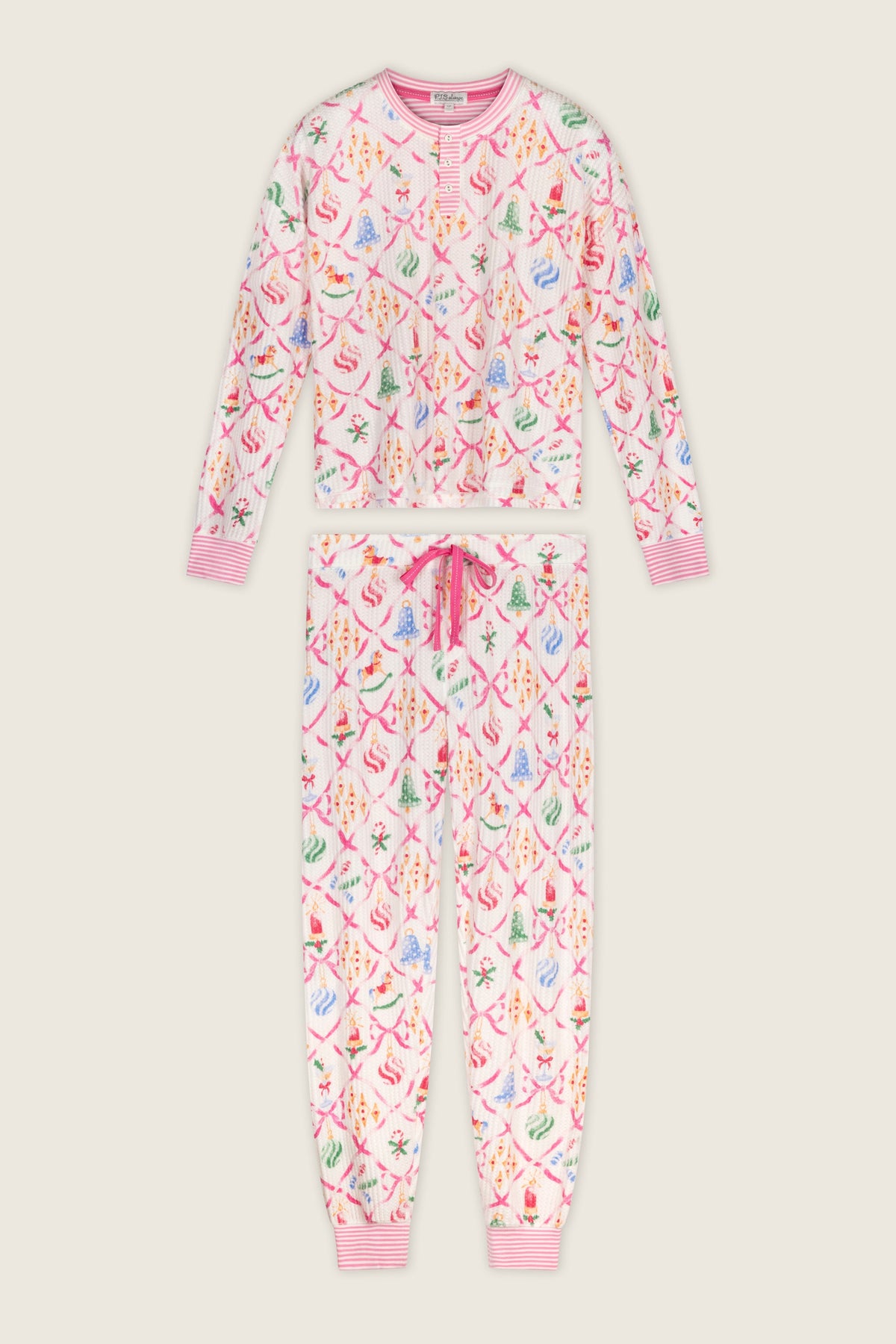 Ski Jammie Classics Ornament Print Long Sleeve PJ Set - MULTI