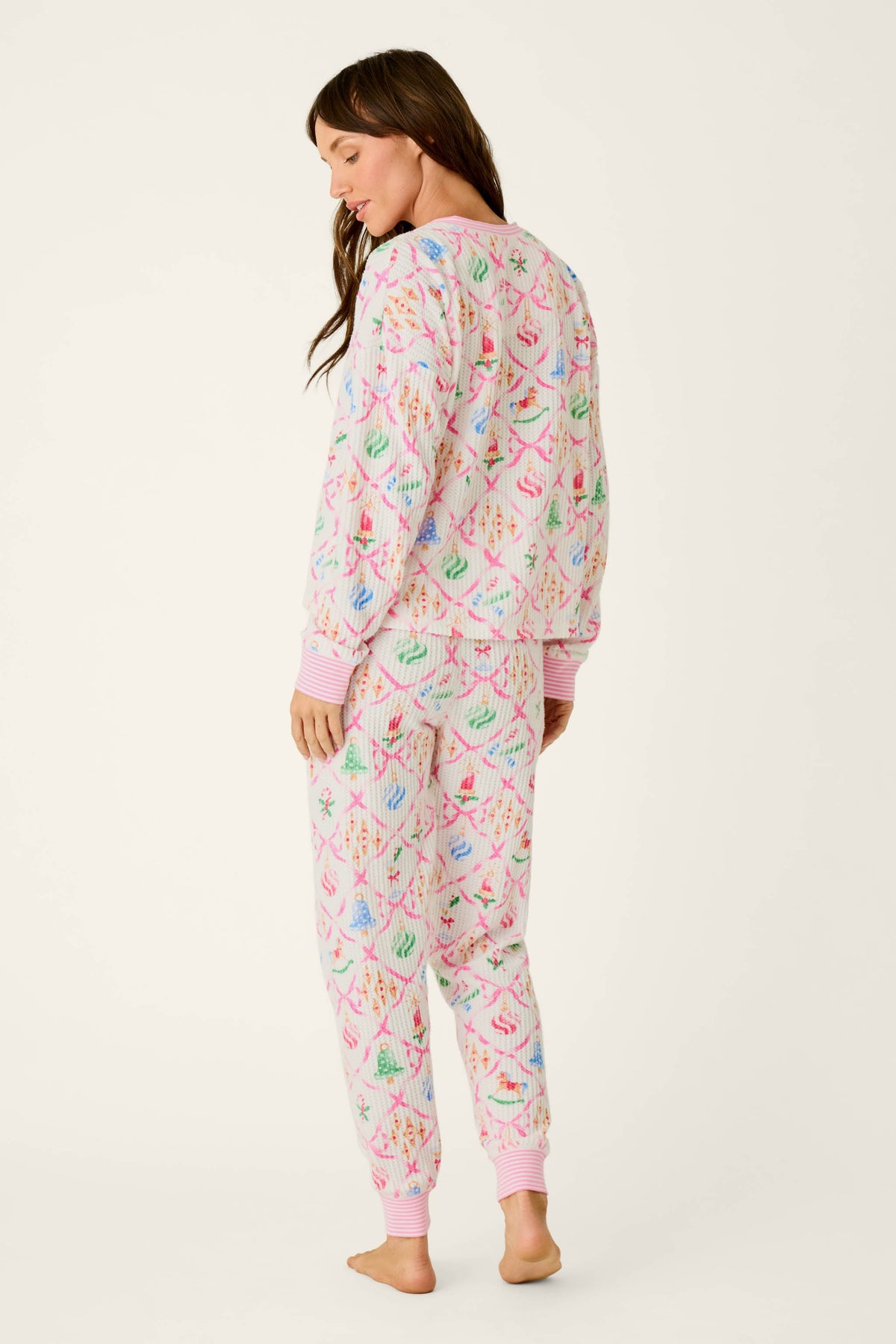 Ski Jammie Classics Ornament Print Long Sleeve PJ Set - MULTI