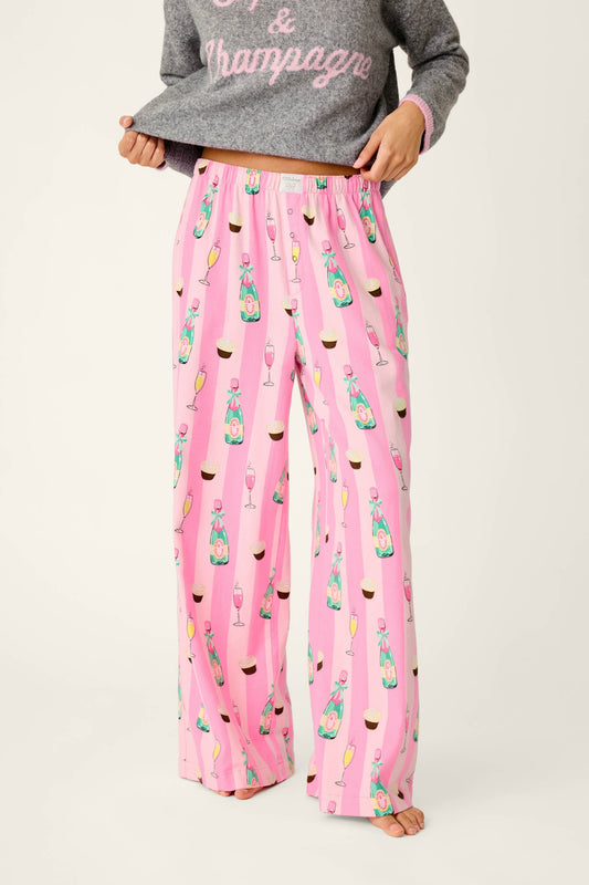 Cupcakes & Champagne Flannel Pajama Pants - BABY PINK