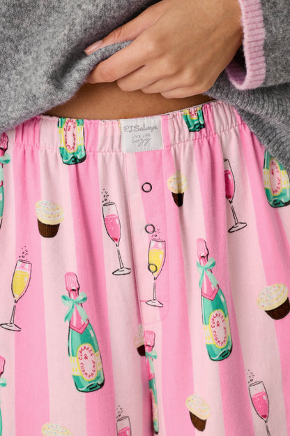 Cupcakes & Champagne Flannel Pajama Pants - BABY PINK