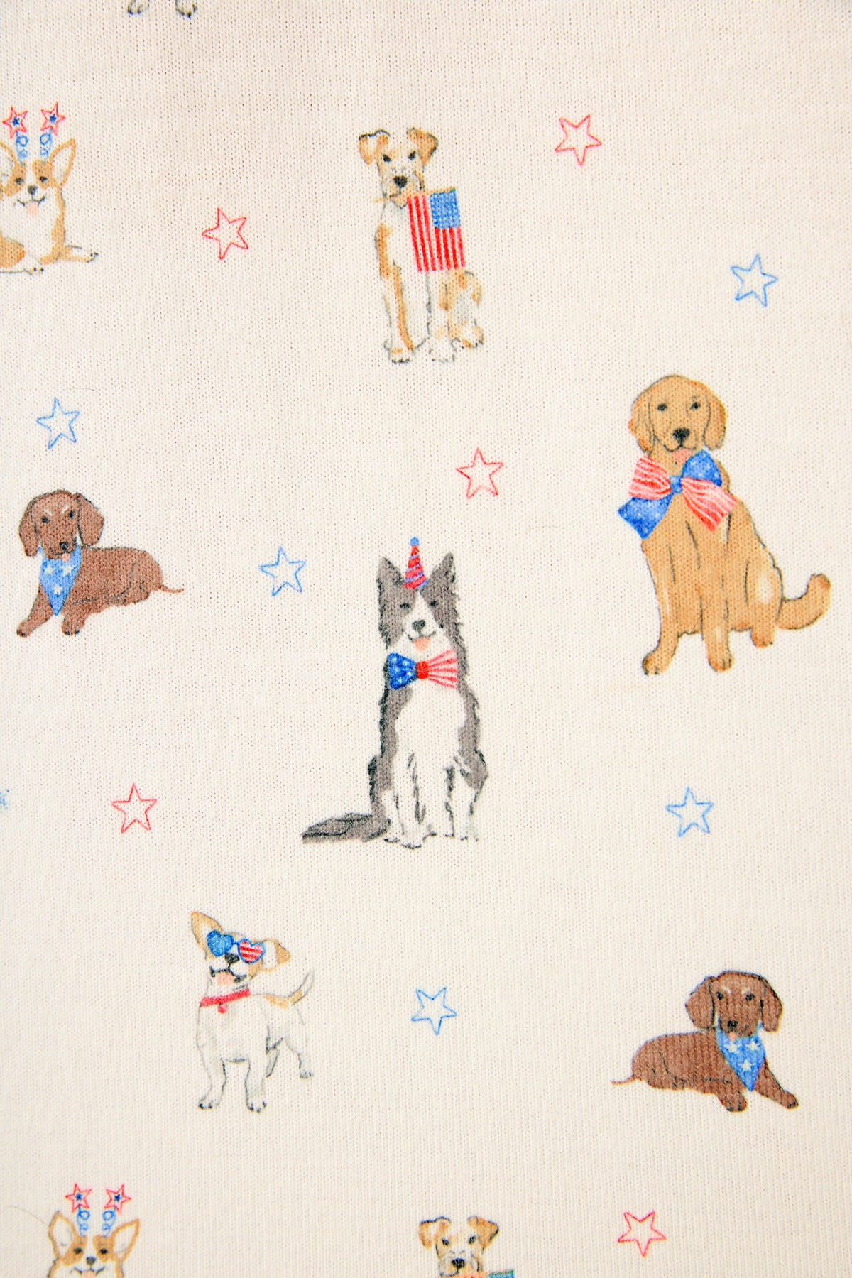 Red, White, & Woof Patriotic Pups Long Sleeve Top - IVORY