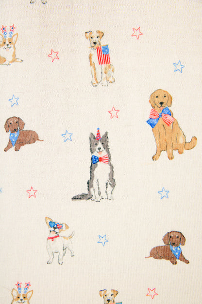 Red, White, & Woof Patriotic Pups Long Sleeve Top - IVORY