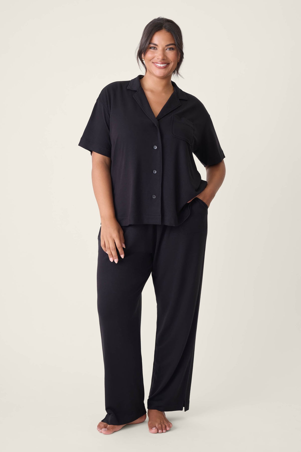 Jammie Essentials Black Plus Size PJ Set - BLACK
