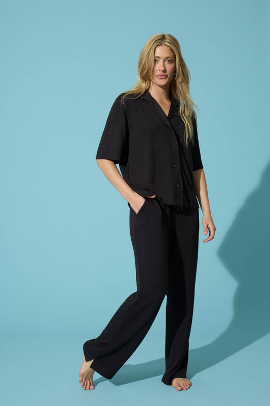 Jammie Essentials Long Black PJ Set - Black