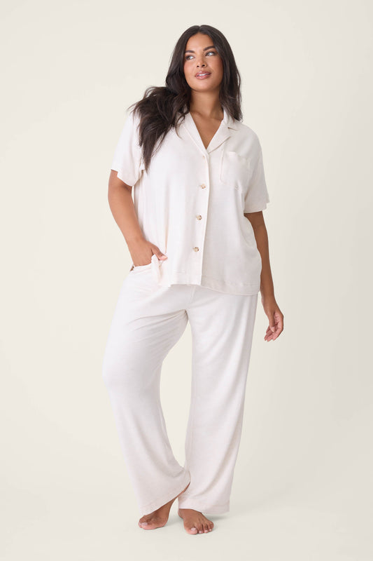 Jammie Essentials Oatmeal Plus Size PJ Set - Oatmeal