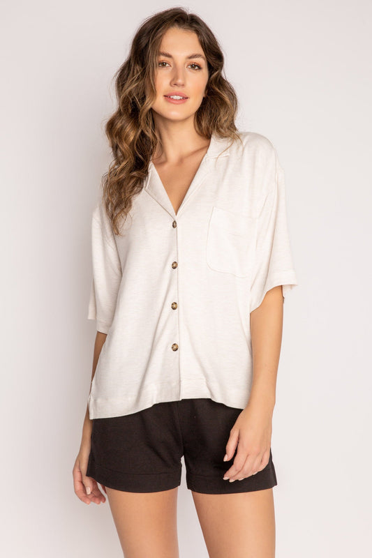 Jammie Essentials Short Sleeve Top - Oatmeal