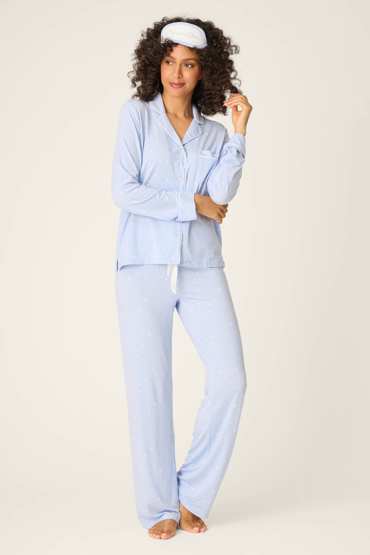 Modal Basics Star Print 3-Piece PJ Set - BLUE