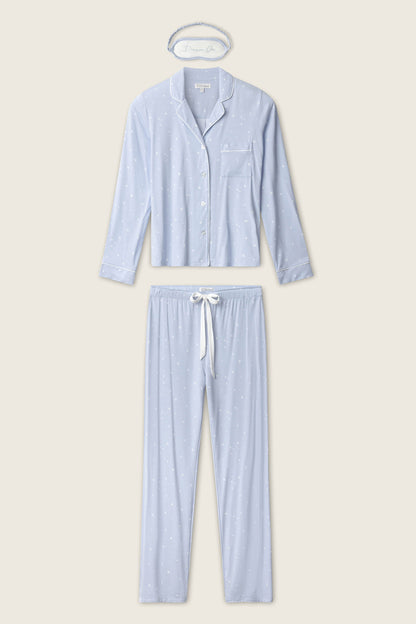 Modal Basics Star Print 3-Piece PJ Set - BLUE
