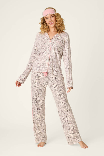 Modal Dreams Leopard Print 3-Piece PJ Set - Stone