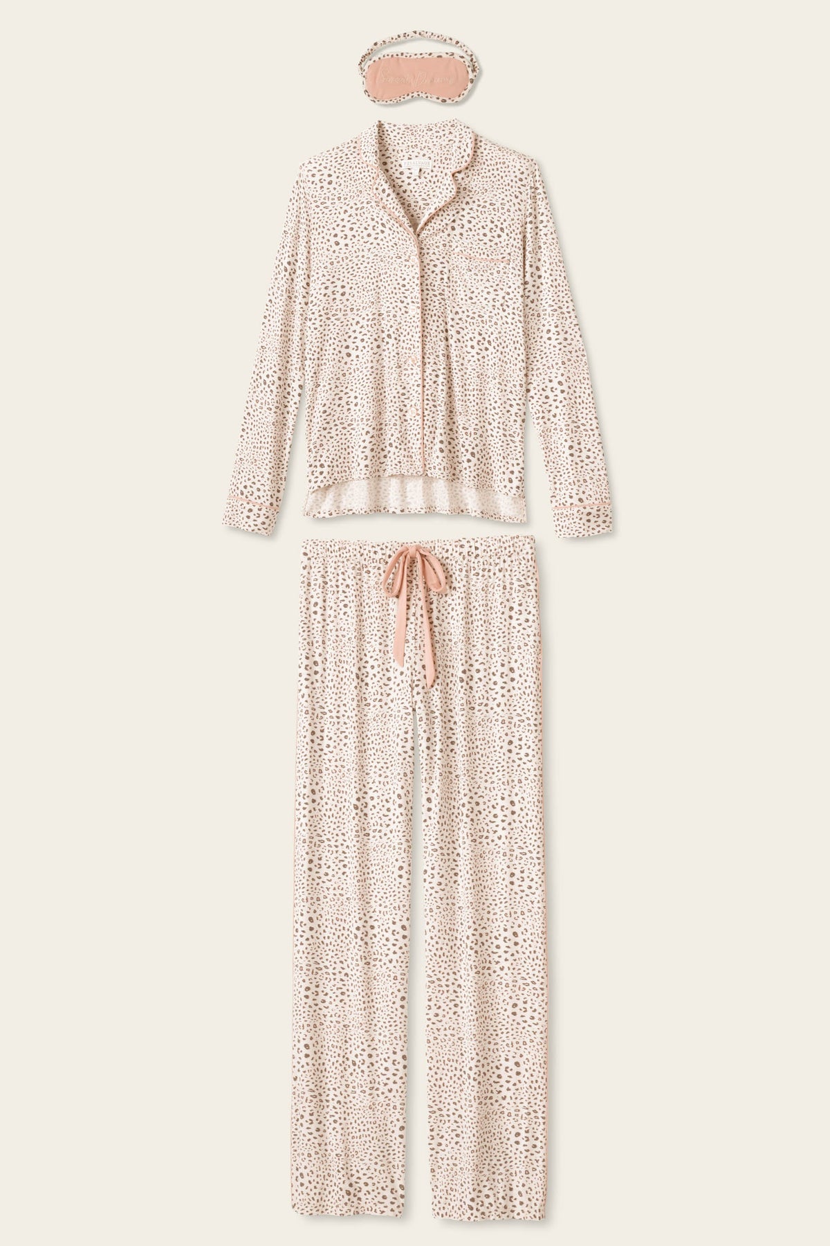 Modal Dreams Leopard Print 3-Piece PJ Set - Stone