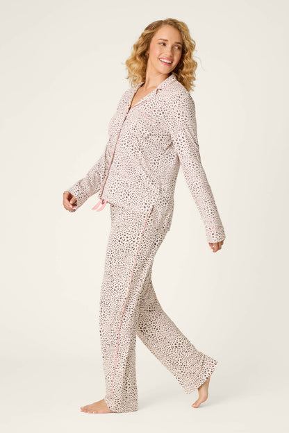 Modal Dreams Leopard Print 3-Piece PJ Set - Stone