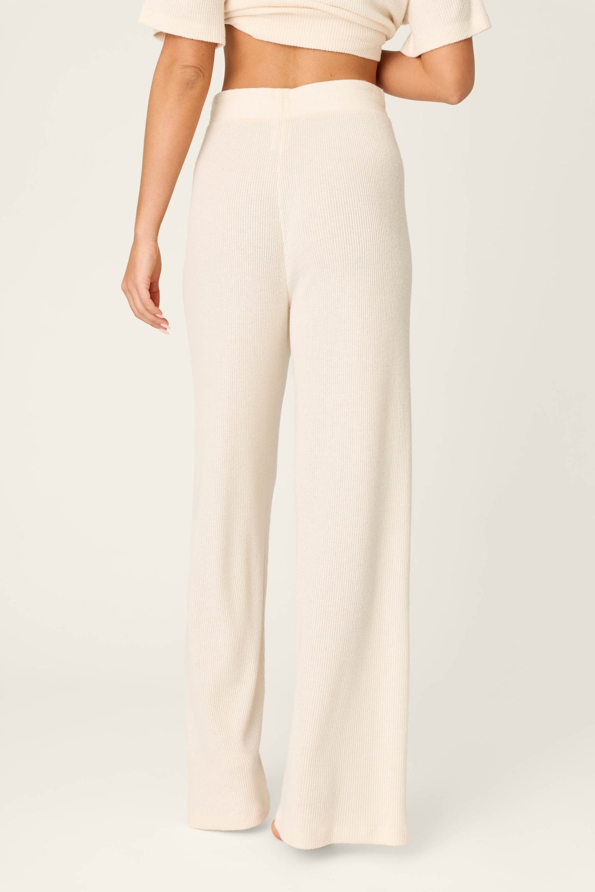Textured Essentials Stone Open Leg Pants - STONE