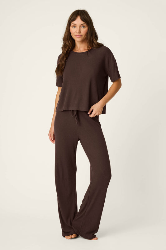 Textured Essentials Chocolate Brown Lounge Set - CHOCOLATE