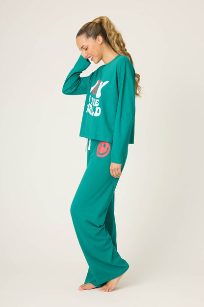 Joy to the World Long Sleeve Lounge Set - EMERALD