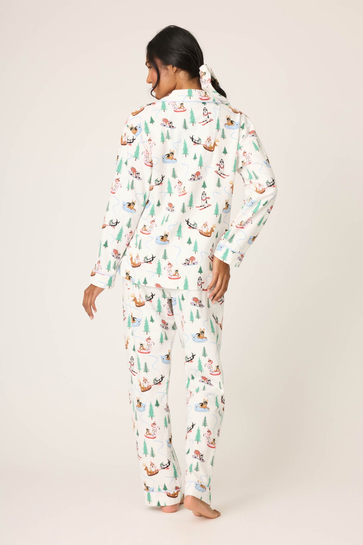 Sleigh All Day 3-Piece Flannel PJ Set - WHITE