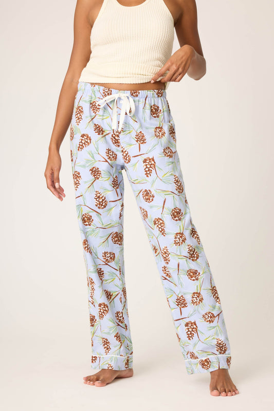 Feelin' Pine Winter Print Flannel Pant - BLUE WHISPER